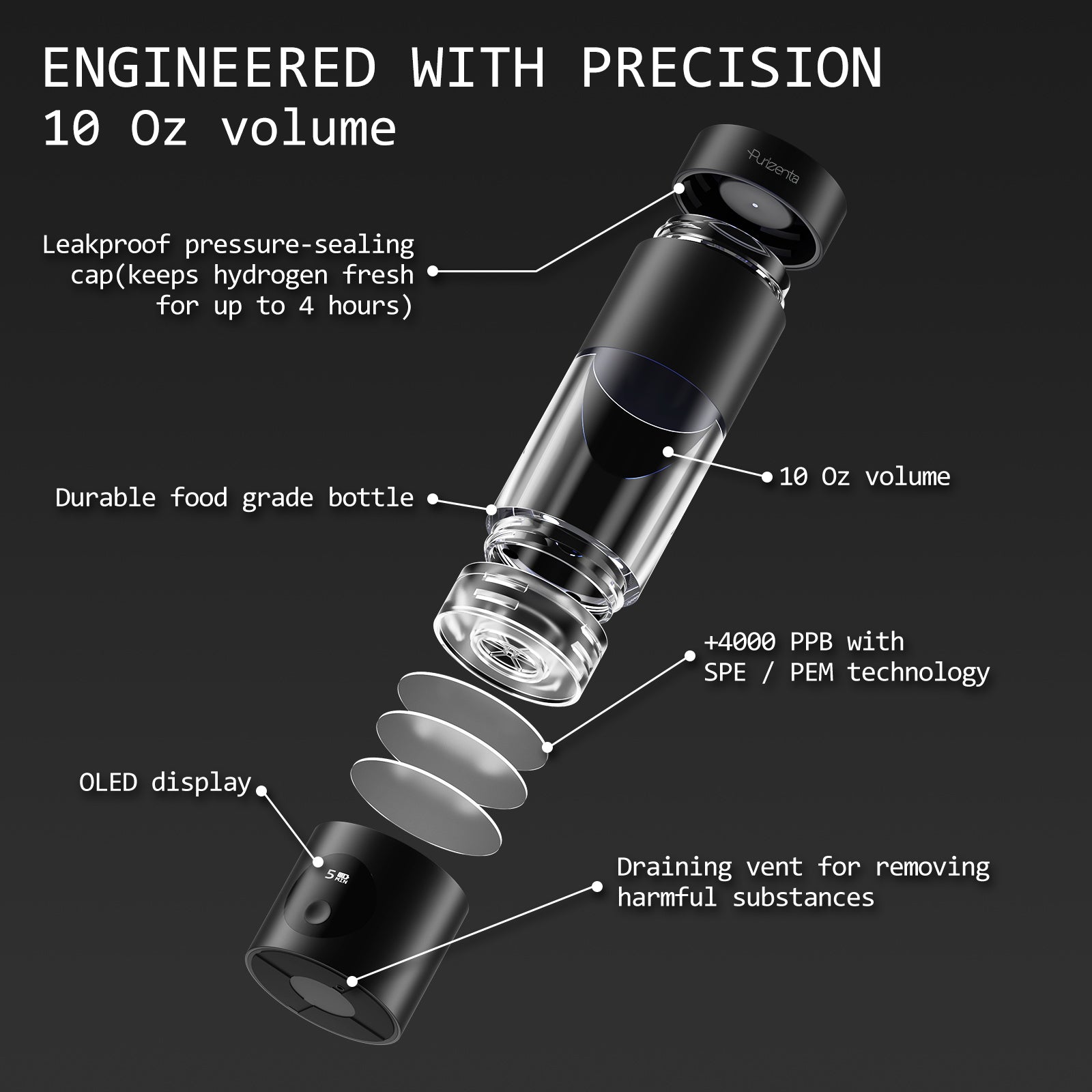 Purizenta N11 Flask Hydrogen Water Bottle
